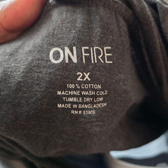 On Fire Shirt Womens 2X Gray White Hooded Long Sleeve Flawless Woke Up Like - Picture 6 of 6